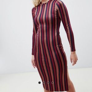 ASOS DESIGN Glitter Striped Bodycon Dress